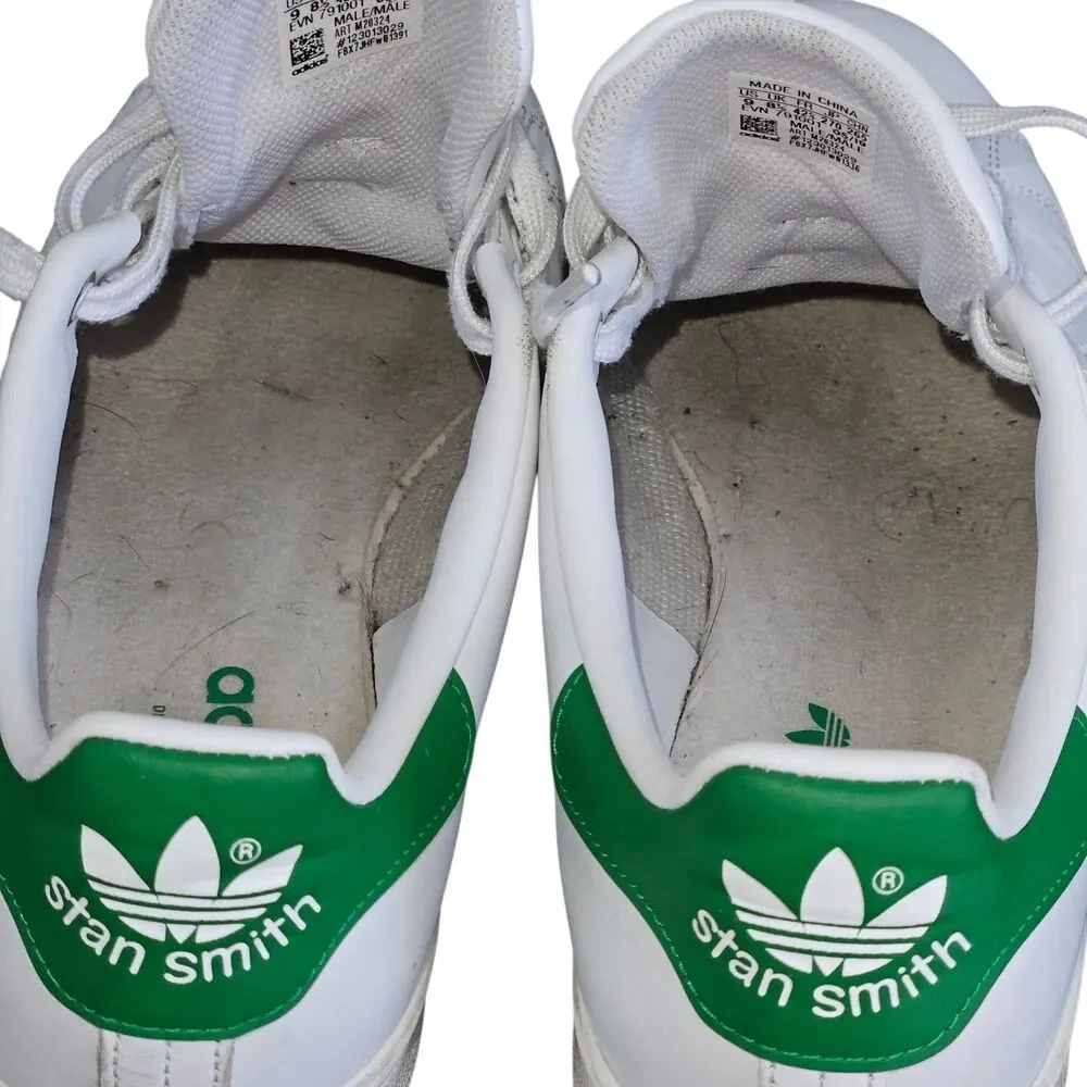 Adidas Originals Stan Smith Sneaker Men's 9 White Green Low Top Athletic Shoes